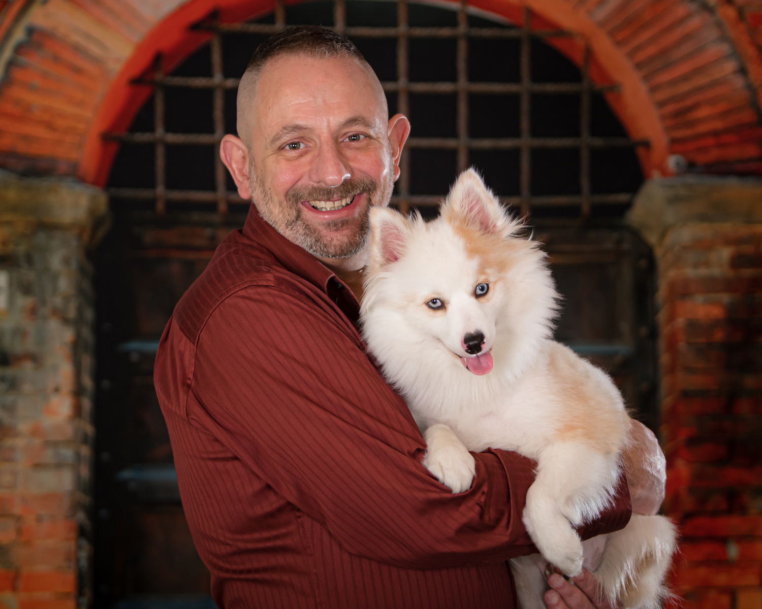 A men with his doggy. Call and book your photo session.